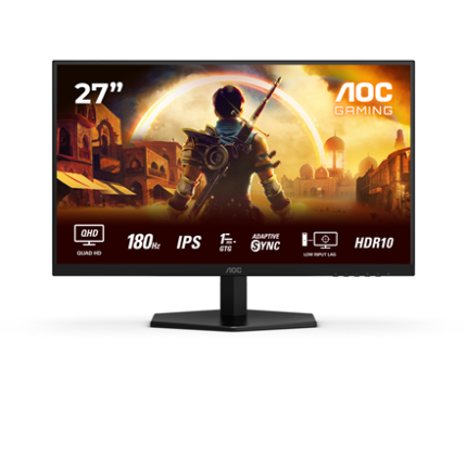 AOC | Q27G42XE | 27 " | IPS | QHD | 16:9 | 180 Hz | 1 ms | 2560 x 1440 pikseļi | 300 cd/m² | HDMI pieslēgvietu skaits 2 | Melns